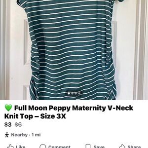 Maternity V-Neck Knit Top - Teal Stripes